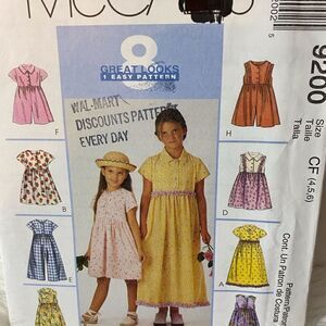 McCall’s Sewing Pattern #9200 sizes CF 4, 5, 6 NWT 8 Great Looks
